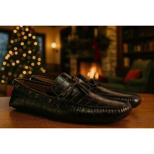 Cole Haan C07910 Gunnison Croc Brown Driving Moc Loafer Shoes Men's US 15 W Wide